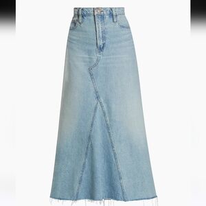 JESSICA Denim Midi Skirt with Frayed Hem